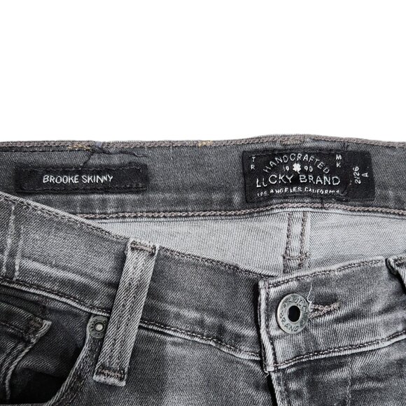Lucky Brand Brooke Skinny Stretch Jeans Gray Orta Premium Raw-Hem 2/26A - Picture 7 of 8